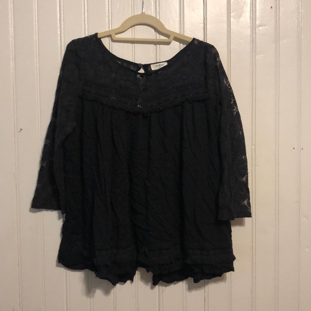 Umgee Black Lace Top w/ Open Back